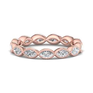 Bague d'éternité de luxe en or rose avec diamants taille marquise, sertie de milgrain <span class=keywords><strong>vintage</strong></span>, empilable, pour femme, bijoux de mode - Product Image 1