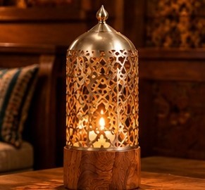 Handmade <b>Wooden</b> Candlestick Holder <b>Lantern</b> Perforated Candle Jar Stand Silver Aromatherapy Religious Activities Christmas - Product Image 1