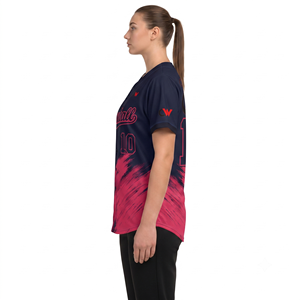 Camiseta de Béisbol/Sóftbol de Alta Calidad 100% Poliéster con Botones en la Parte Delantera, Absorbente de Humedad, para Atletas Femeninas, Manga Corta - Product Image 3