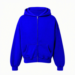Sweat-shirt zippé à capuche oversize pour homme, rouge uni, en polaire, décontracté, avec poches, pour l'hiver, respirant, 100% coton, Speed One - Product Image 3