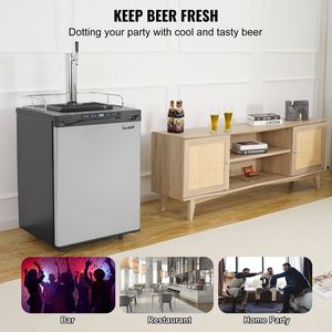 Dispenser Birra Singola con Refrigeratore per Fusti Senza Bombola CO2, Vassoio Raccogligocce e 2 Ripiani per Fusti - Kegerator Premium - Product Image 5