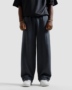 Men's Wide Leg Cotton <b>Trousers</b> <b>Elastic</b> <b>Waist</b> Casual Pants Breathable Midweight Flared Waterproof Fleece Multi-Pocket - Product Image 1