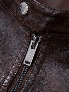 Chaqueta de piel auténtica personalizada con cremallera para hombre, chaqueta de piel auténtica de buena calidad a precios al por mayor, chaqueta de piel de color personalizada para hombre - Product Image 3