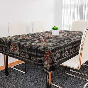 Housse de table à manger pour 6 personnes, nappe de protection pour table à manger, motif fleur de passion, 60x90 pouces, rectangulaire, noir - Product Image 1