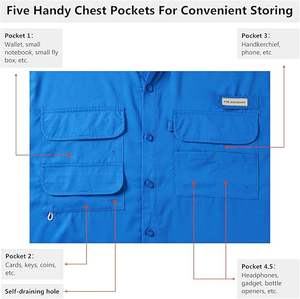 Chemise de pêche pour homme tendance UPF 50, boutonnée, tissée, à manches courtes, pour l'extérieur - Product Image 3