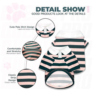 Cute <b>Dog</b> Shirt Boy Girl <b>Dog</b> Clothes Striped <b>Collared</b> Polo T Shirt for <b>Small</b> Medium <b>Dogs</b> Cats Soft Breathable Pet Puppy Outfits - Product Image 2