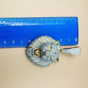 Colgante de Cabeza de León con Incrustaciones de Diamantes, Plata 925, Estilo HipHop, Colgante de Moda para Hombre, Pasa el Test de Diamantes - Product Image 5