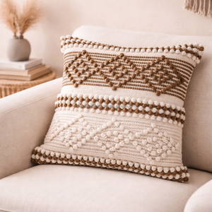 Housse de coussin bohème 24x24 lavable en laine et coton, motif tribal, pour coussin décoratif, idéale pour les voyages, la voiture, le canapé, les pique-niques - Product Image 6