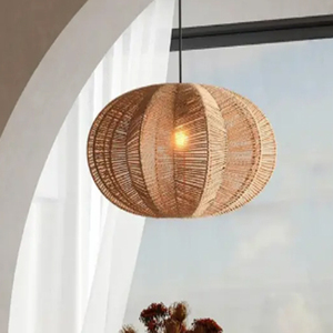 โคมไฟห้อยเชือกถักสไตล์วาบิซาบิ โคมไฟระย้าแบบญี่ปุ่น - Product Image 1