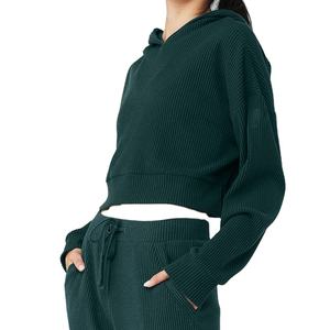 Sudaderas con capucha de alta calidad para mujer, chándales de 2 piezas, algodón, poliéster, transpirable, antiarrugas, Top corto, sudaderas con capucha y sudaderas con capucha para mujer - Product Image 5