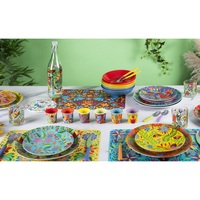 Set Gelas Transparan Bunga Meksiko Excelsa Isi 6 Warna-warni 7.5x7.5x8.5 Cm Desain Bohemian Perlengkapan Minuman Pesta