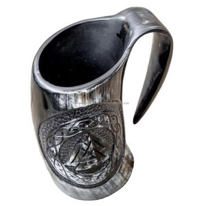 100% tasse à boire de cornes de buffle de qualité supérieure grande capacité tasse en verre de Style Viking pour offrir Agate artisanat naturel de l'Inde - Product Image 1