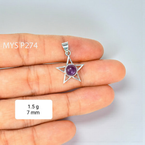 สร้อยคอจี้รูปดาวเงินแท้ 925 ประดับพลอยอเมทิสต์สีม่วงธรรมชาติ ดีไซน์รูปดาว ขายดี - Product Image 2