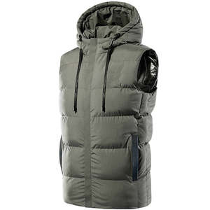 Nuevo Chaleco Acolchado sin Mangas para Hombre, Talla Grande, Tejido Transpirable, Diseño Sólido, con Cierre y Capucha - Product Image 5