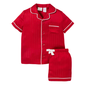 Conjunto de Pijama Clásico de Satén Azul Aciano para Niñas Jnr, Dos Piezas, Suave, Sedoso, Transpirable, para Dormir y Descansar, Spandex/Poliéster, ODM OEM - Product Image 3