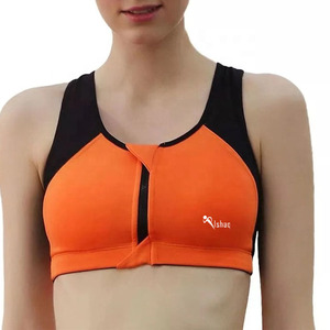 Soutien-gorge de sport pour femme rose et noir en spandex, dos nageur, maintien élevé, coussinets amovibles, sans coutures, respirant, avec fermeture éclair frontale, pour fitness et yoga - Product Image 4