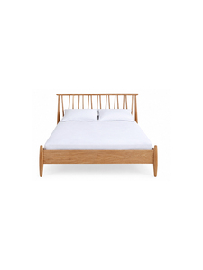 Scandinavian Solid Oak <b>Platform</b> <b>Bed</b> Queen Size With Spindle Headboard Assemblable Wooden <b>Bed</b> Eco Friendly and Durable - Product Image 2