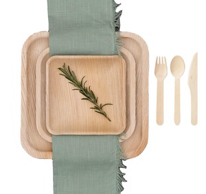Bamboo Rectangle Serving Plate Eco Friendly Biodegradable <b>Disposable</b> Dishware for Catering, Events, Parties and Dining Use - Product Image 5