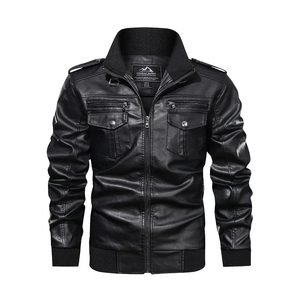 Custom Solid Bomber <b>Jacket</b> for Men One Piece Fur & Velvet Suede <b>Leather</b> Motorcycle <b>Winter</b> Outwear Coat OEM Support - Product Image 4