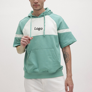 Custom Logo <b>Short</b> <b>Sleeve</b> Drop Shoulder Oversized Men <b>Hoodies</b> - Product Image 5
