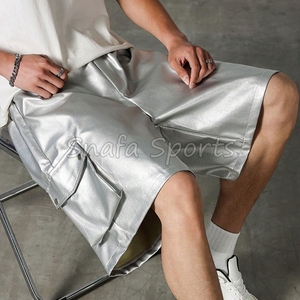 กางเกงขาสั้นหนังผู้ชายแบบแห้งเร็วสั่งทำขายส่ง / กางเกงขาสั้นแฟชั่นผู้ชายหนังแท้ปักโลโก้ตามสั่งรุ่นใหม่ล่าสุด - Product Image 4