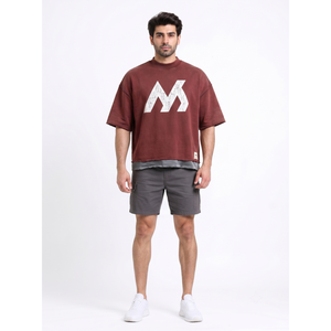 Camiseta de skate personalizada al por mayor para hombre, 450GSM, de felpa francesa de alto gramaje, hombro caído oversize, lavado vintage, doble capa, OEM - Product Image 1