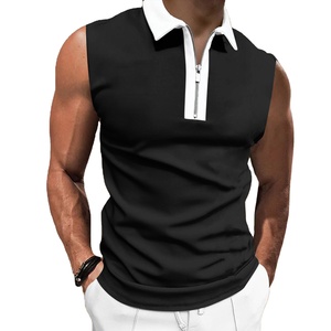 Camiseta elástica de gran tamaño para hombre, Polo de fitness sin mangas, de rayas sólidas, top de moda de calle para invierno, novedad de verano - Product Image 1