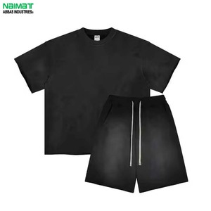 Conjunto de Camiseta y Pantalones Cortos de Algodón de Color Sólido para Hombre NBMAT, Cuello Redondo, Ropa Casual de Verano, Transpirable, Tejido de Punto - Product Image 4