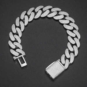 Pulsera Clásica de Oro con Diamantes Cultivados en Laboratorio, Estilo Hip Hop, Corte Pesado, Cadena de Eslabones Agrupados, Alta Calidad, Engaste Pavé, Cierre de Caja, Gruesa, IGI - Product Image 1