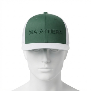 Men's Green White Trucker Cap Custom Embroidered Logo Mesh <b>Back</b> Baseball Hat Adjustable Outdoor Streetwear - Product Image 3