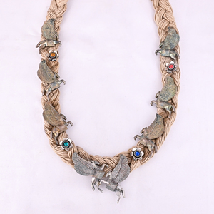 Boho Braided Jute Rope Pegasus <b>Statement</b> <b>Necklace</b> - Product Image 1