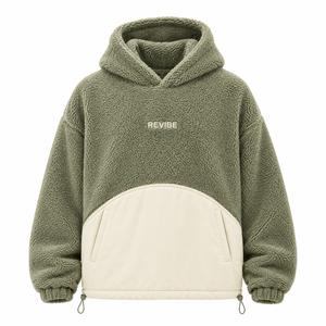 Custom Unisex Sage Green <b>Sherpa</b> <b>Fleece</b> Hoodie Oversized Warm Winter Pullover OEM Clothing Manufacturer - Product Image 3