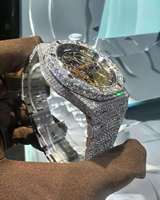 Montre à quartz squelette avec incrustation de diamants, cadran carré, montre-bracelet de luxe pour cadeau et mode