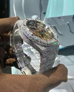 Montre à quartz squelette avec incrustation de diamants, cadran carré, montre-bracelet de luxe pour cadeau et mode - Product Image 3