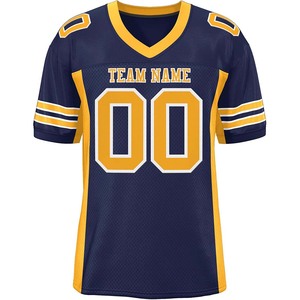 เสื้อฟุตบอลอเมริกันทีมสโมสร ผ้าอินเตอร์ล็อค พิมพ์ลายแบบ Dye Sublimation ชื่อและหมายเลขผู้เล่นตามสั่ง ผู้ผลิตชุดยูนิฟอร์มที่ทนทาน - Product Image 1