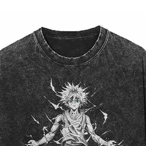 Camiseta Gráfica Oversize de Algodón Lavado Negro para Hombre, Transpirable, Manga Larga, Estampado Casual en el Cuello, Estilo Urbano de Invierno - Product Image 2