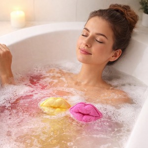 Bombes de bain en forme de lèvres, personnalisées, mignonnes, à base de plantes, faites à la main, pour le bain, soins végétaliens pour la peau, relaxantes, OEM disponible, boule de bain - Product Image 5