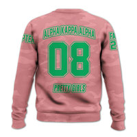 Sweat-shirt universitaire unisexe Alpha pour femme, col rond rose, imprimé brodé, décontracté, en polaire, écologique, pour l'hiver