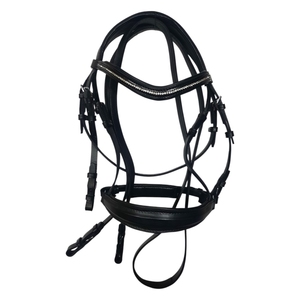 Brida de Cuero Negra de Tamaño Completo con Adornos de Cristal, Diseño Ecuestre Costa Sports - Product Image 1