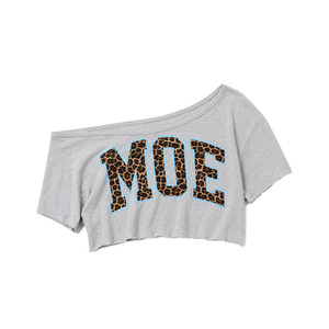 Varsity Leopard Graphic Print Slash Neck Ladies Casual <b>Crop</b> <b>Top</b> Bulk Manufacturer Custom Logo Wholesale Oversized women's shirt - Product Image 3