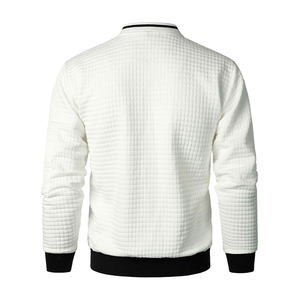 เสื้อแจ็คเก็ตบอมเบอร์บุผ้าสีขาวสำหรับผู้ชาย แต่งขอบสีดำ ปิดด้วยซิป สวมใส่สบาย กันลม เหมาะสำหรับฤดูใบไม้ร่วง ระบายอากาศได้ดี แห้งเร็ว - Product Image 2
