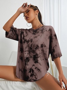 Camiseta Unisex Oversize de Manga Corta con Cuello Redondo, Tejido de Algodón con Mezcla de Colores Tie-Dye, Ecológica, de Secado Rápido, Transpirable y de Ajuste Holgado - Product Image 3