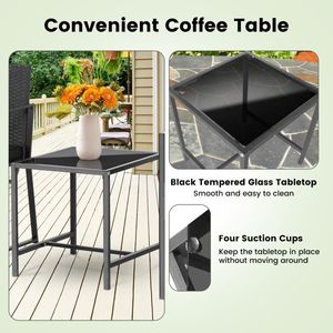 Juego de Muebles de Patio Modernos y Resistentes para Exteriores, 3 Piezas con Mesa de Centro, Impermeables, para Balcón, Bistro, Hotel - Product Image 5