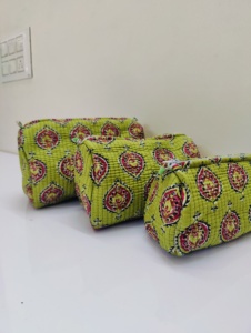 Soft Cotton Toiletry <b>Bag</b> Block Print Makeup <b>Bag</b> Travel Organizer For Skincare Cosmetics And Toiletries Make Up Pouch - Product Image 1