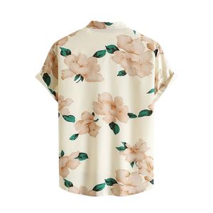 Chemise Hawaïenne Homme Imprimé Floral Beige Manches Courtes Mélange Lin Doux Respirant Col Camp Style Vacances Qualité Supérieure - Product Image 2