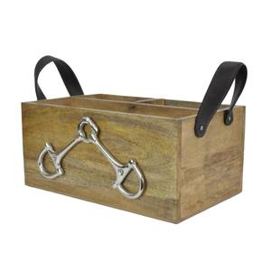 Restaurant Bar Use Beer Champagne Bottle Serving Caddy Eco Friendly Wooden Storage Holders & <b>Racks</b> With Leather Handles - Product Image 3