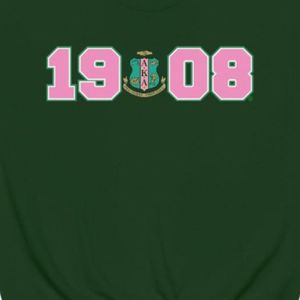 เสื้อสเวตเชิ้ตคอกลมสีเขียวเข้ม พิมพ์ลายกราฟิกสีชมพูและสีเขียว 1908 แขนยาว ผ้าฝ้ายฟลีซ สไตล์ลำลอง เสื้อพูลโอเวอร์สำหรับผู้หญิง - Product Image 3