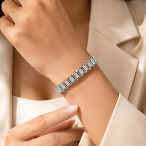 925 Sterling Silver Tennis Bracelet Iced Out Moissanite Hip Hop Style Brilliant Round Diamond for <b>Men</b> Women Party Accessory - Product Image 5