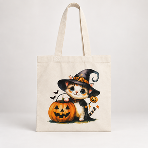 Sac fourre-tout Little Witch Kitty - 38x42 cm 38x42x0 cm 140 GSM Coton non teint Logo personnalisé Marquage personnalisé Impression personnalisée Utilisation promotionnelle - Product Image 4