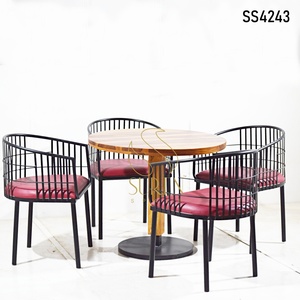 Juego de sillas de comedor modernas hechas a mano de diseñador indio Estilo de hierro de madera único para el hogar y hoteles - Product Image 1